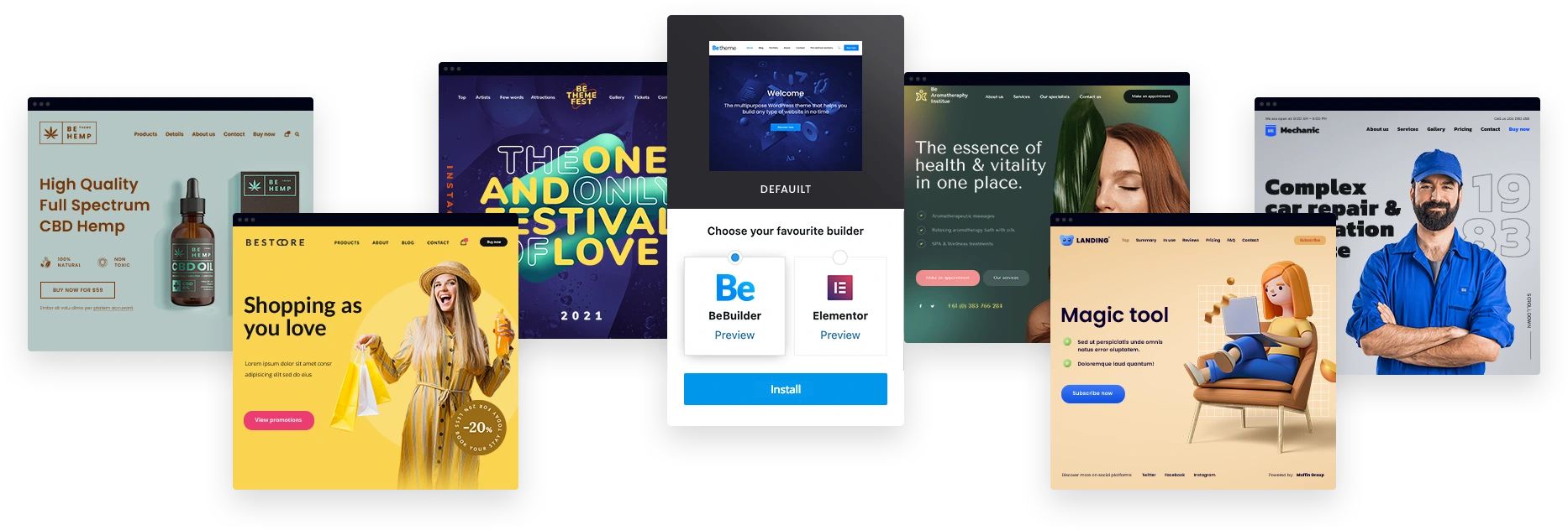 600+ pre-built websites